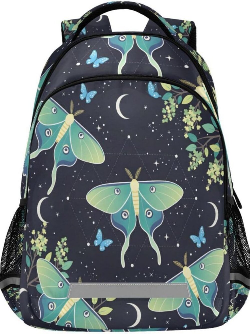 Teal Blue Butterfly Moon Star Backpack - Travel Laptop Daypack for School & Kids